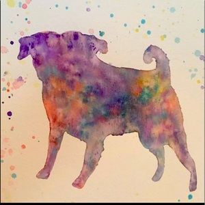 Pug watercolor painting